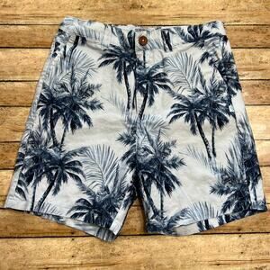 Posh Peanut Russell Blue Palm Tree Poplin Shorts 7y